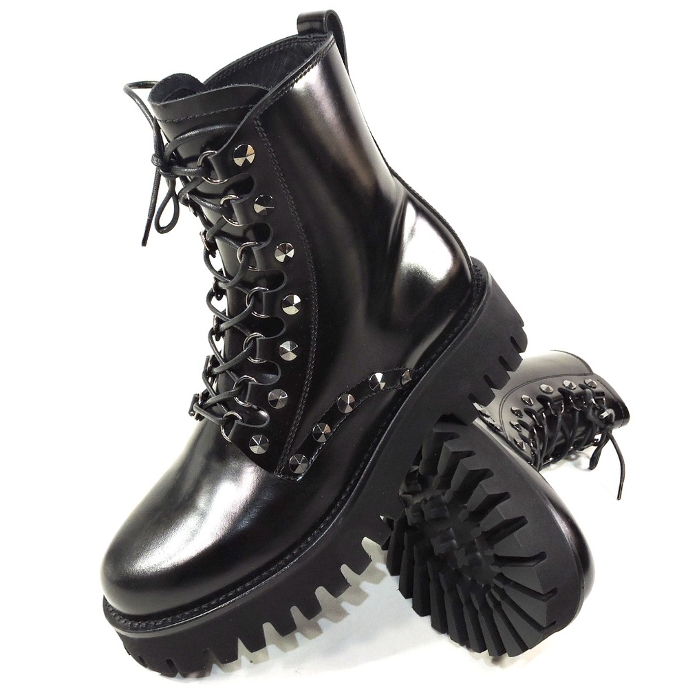 CASADEI 🇮🇹 WOMEN'S BLACK LEATHER WINTER ANKLE COMFORT BOOTIE - Picture 7 of 8